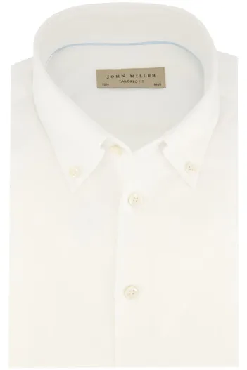 John Miller John Miller overhemd mouwlengte 7 Tailored Fit New wit effen