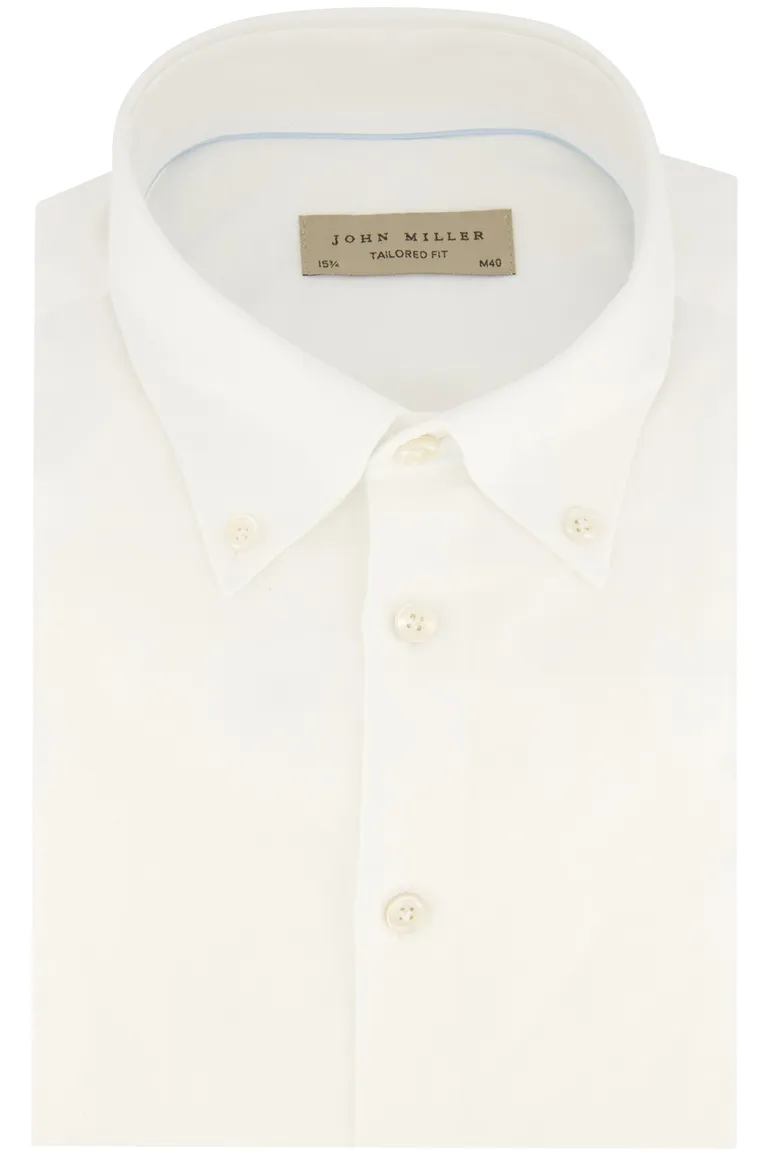 John Miller overhemd mouwlengte 7 Tailored Fit New wit effen