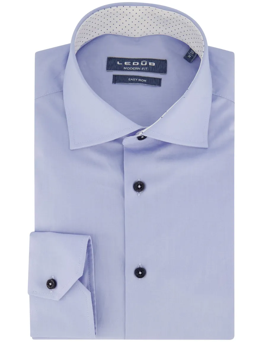 Ledub business overhemd mouwlengte 7 Modern Fit New lichtblauw effen