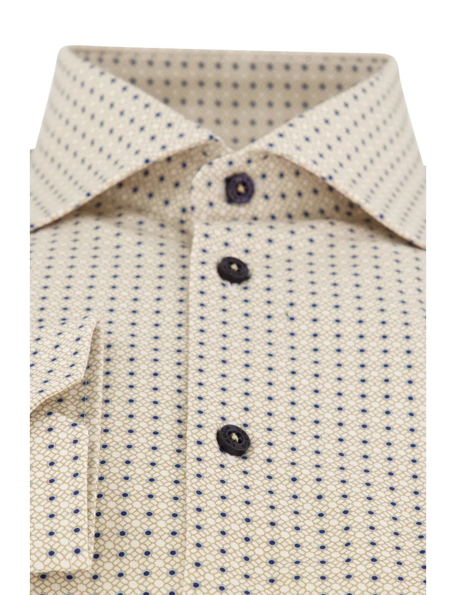 overhemd mouwlengte 7 beige Ledub Modern Fit New
