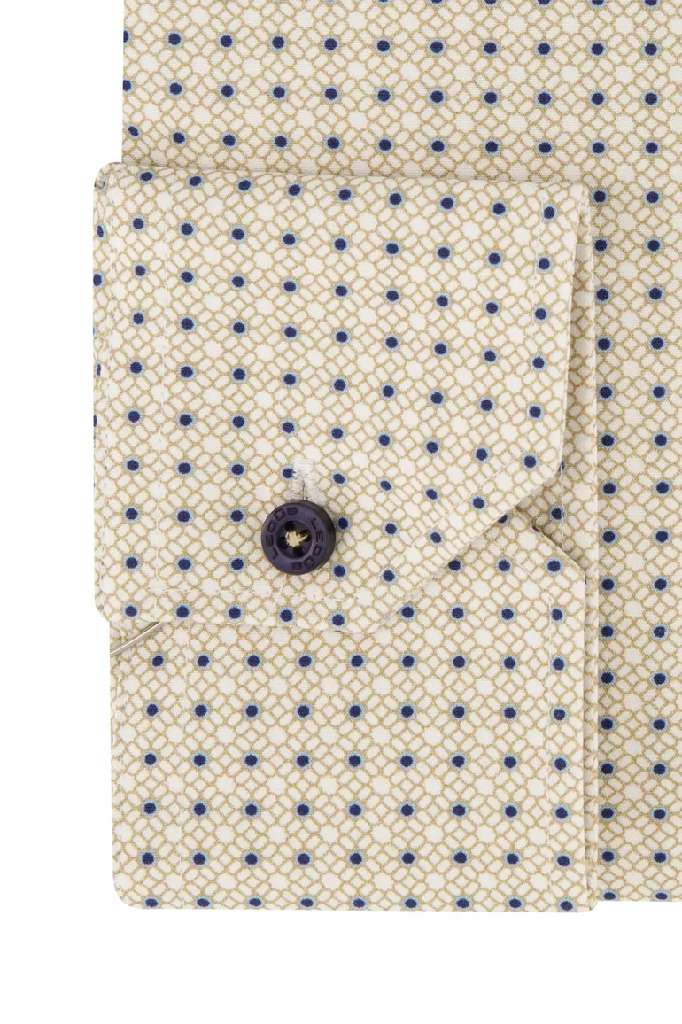 Ledub Modern Fit overhemd mouwlengte 7 beige