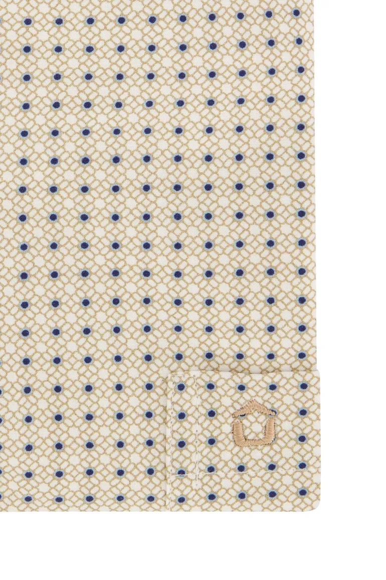 Ledub Modern Fit overhemd mouwlengte 7 beige