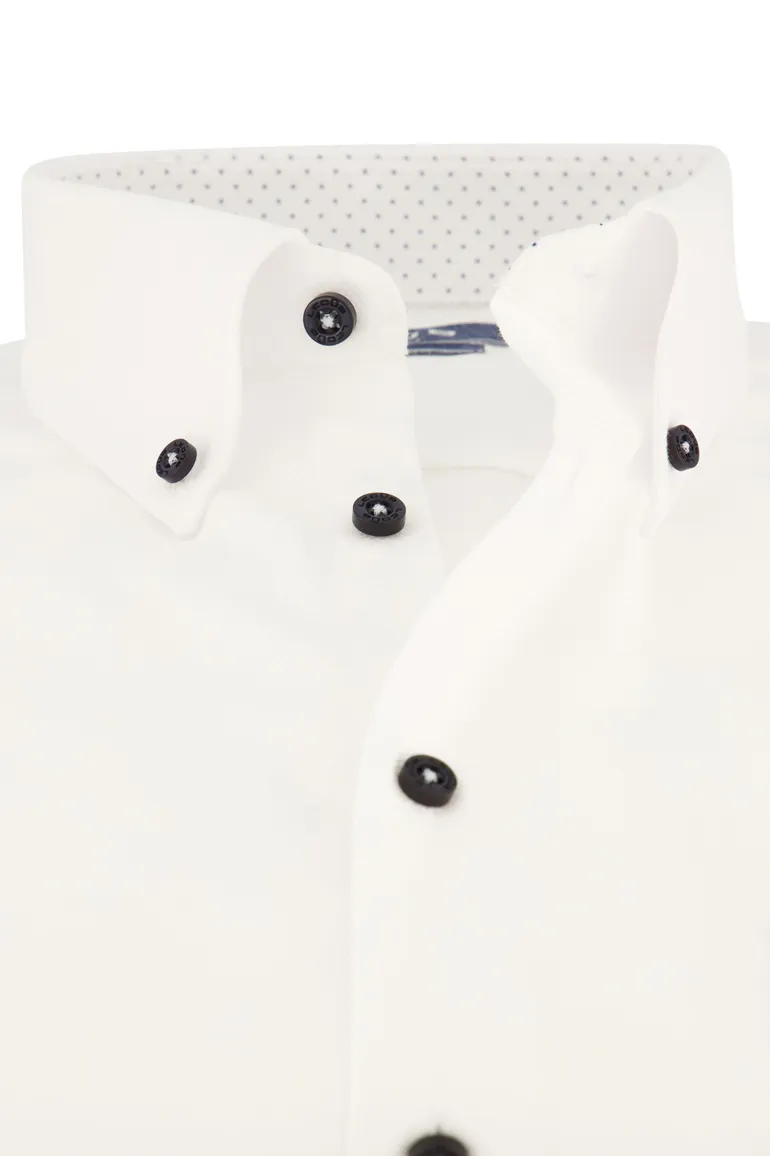 Ledub overhemd korte mouw Modern Fit wit effen