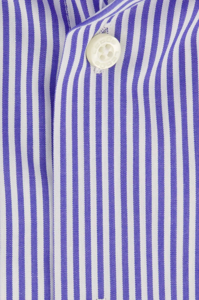 Ledub korte mouw overhemd blauw gestreept