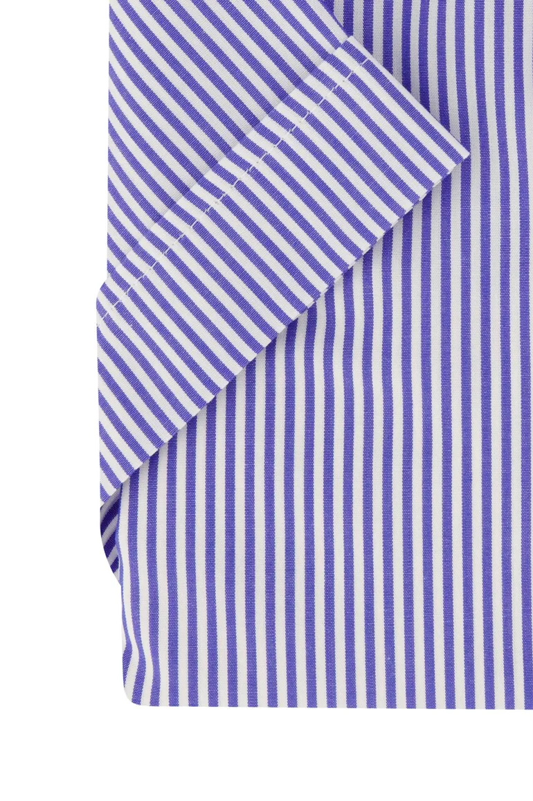 Ledub korte mouw overhemd blauw gestreept
