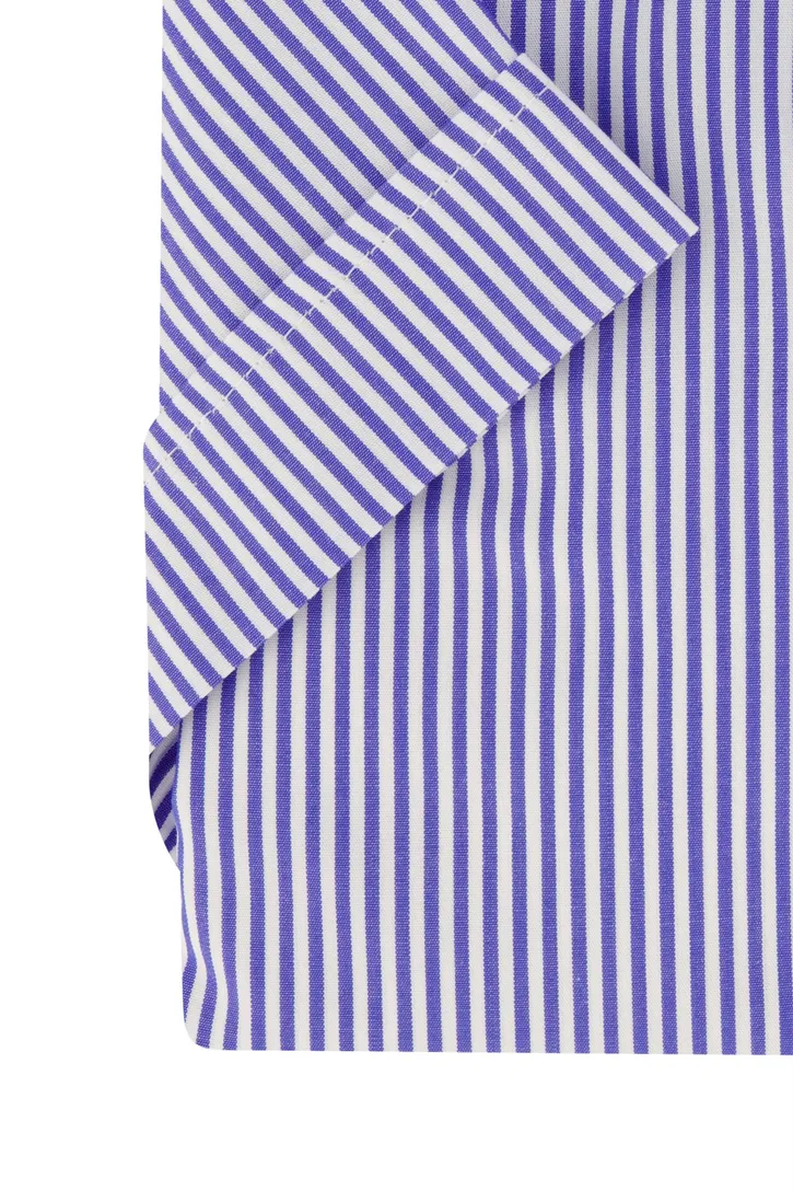 Ledub overhemd Modern Fit blauw gestreept korte mouw