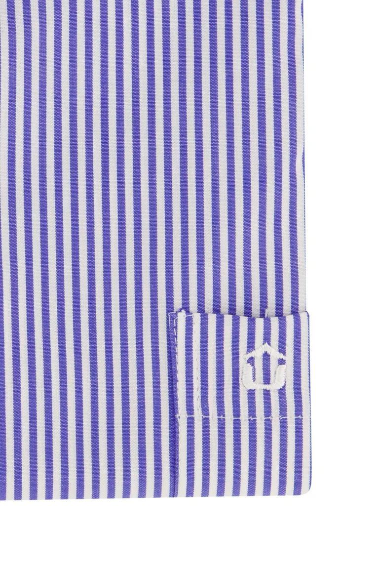 Ledub korte mouw overhemd blauw gestreept