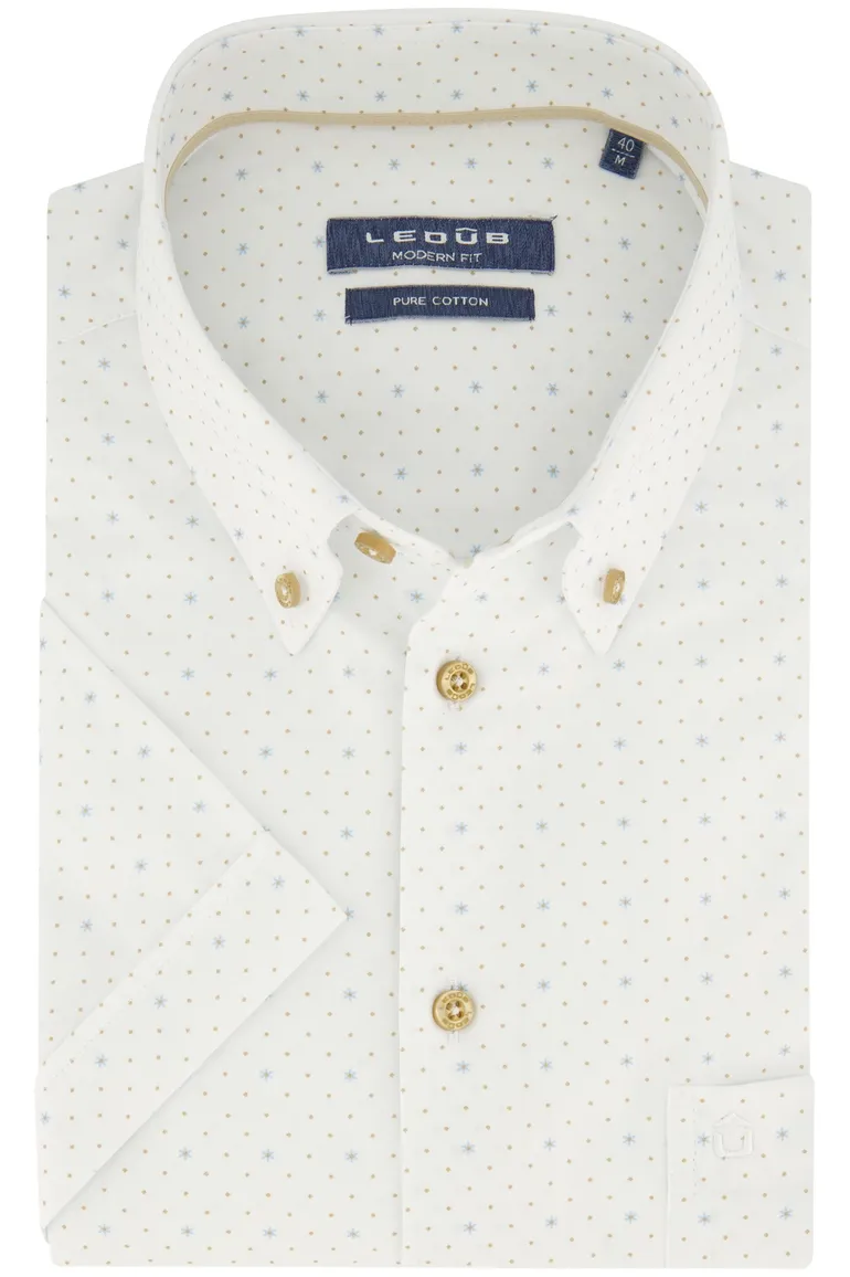 Ledub modern fit overhemd wit korte mouw