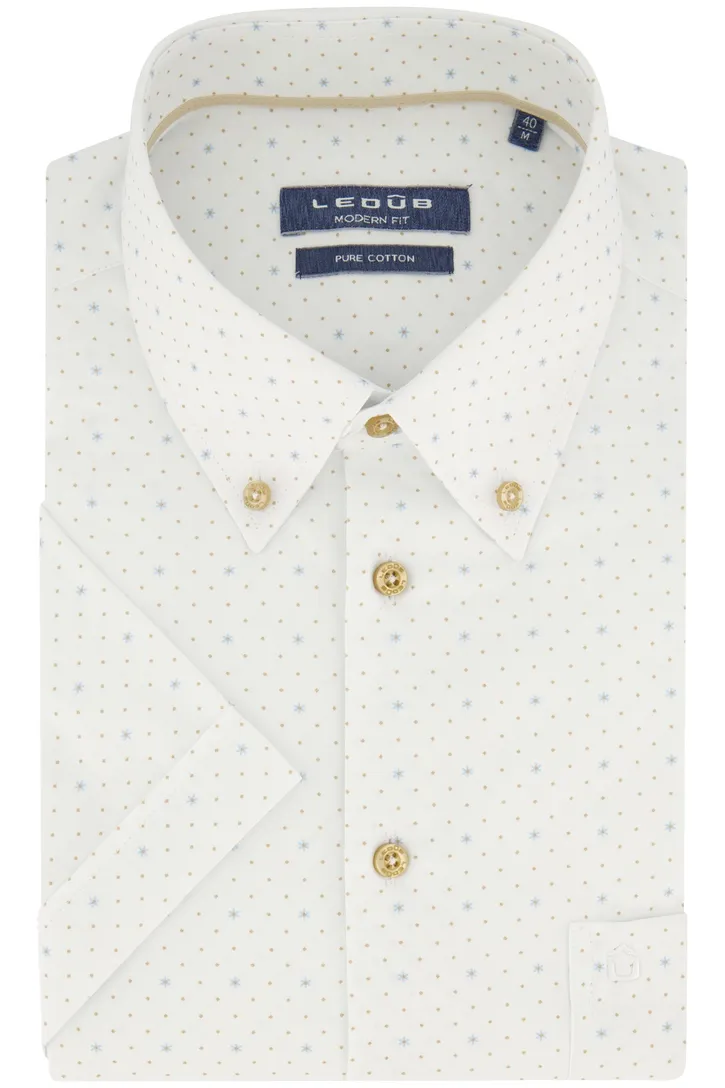 Ledub modern fit overhemd wit korte mouw