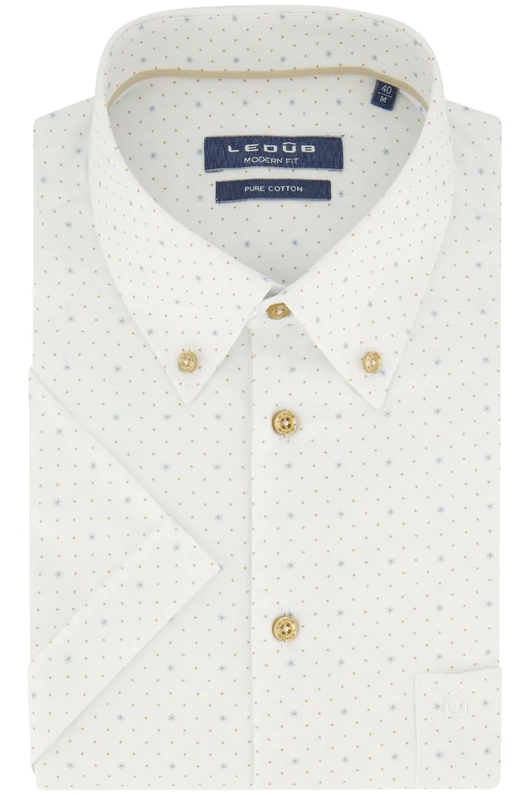 Ledub modern fit overhemd wit korte mouw