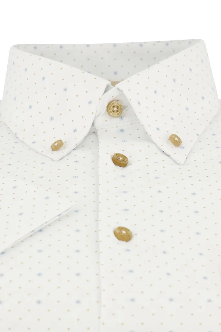 Ledub modern fit overhemd wit korte mouw