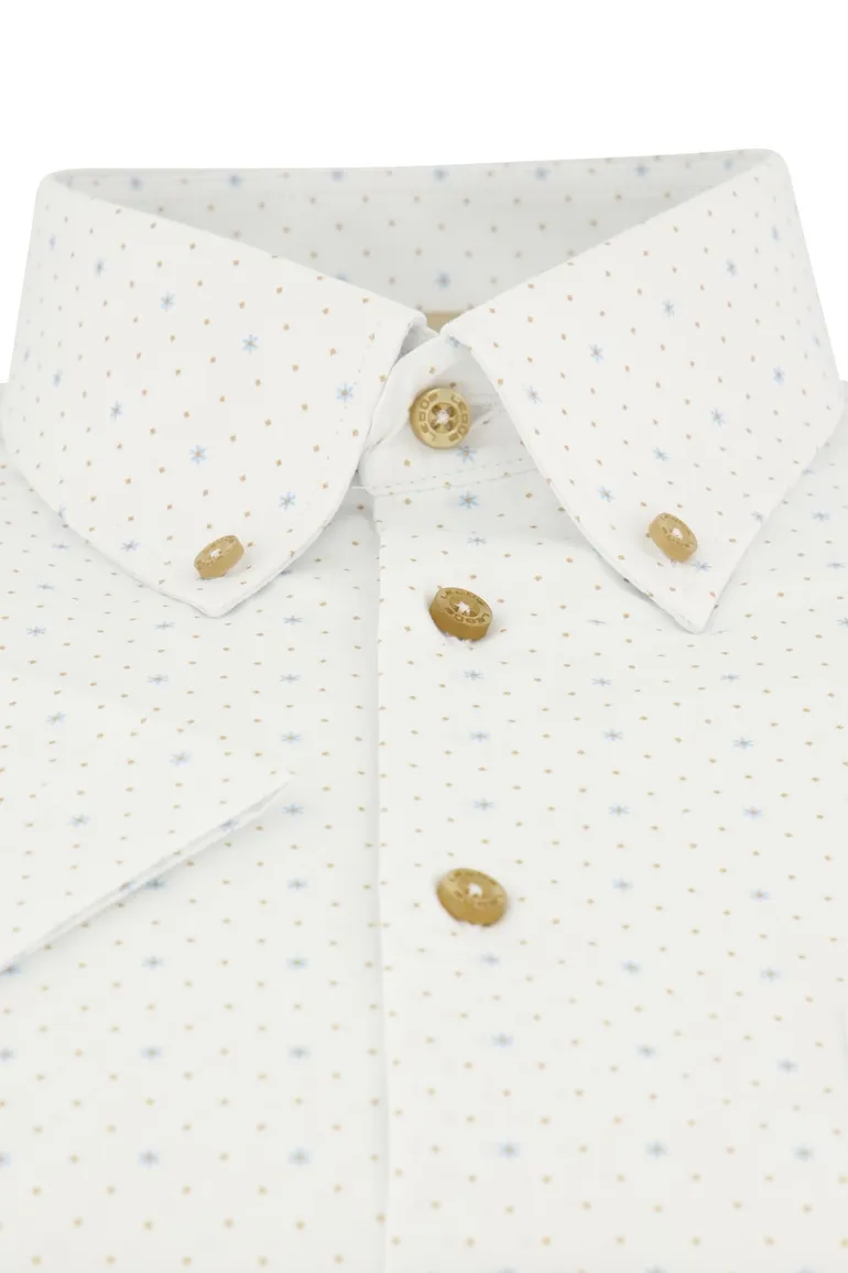 Ledub modern fit overhemd wit korte mouw