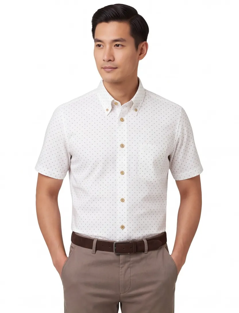 Ledub modern fit overhemd wit korte mouw