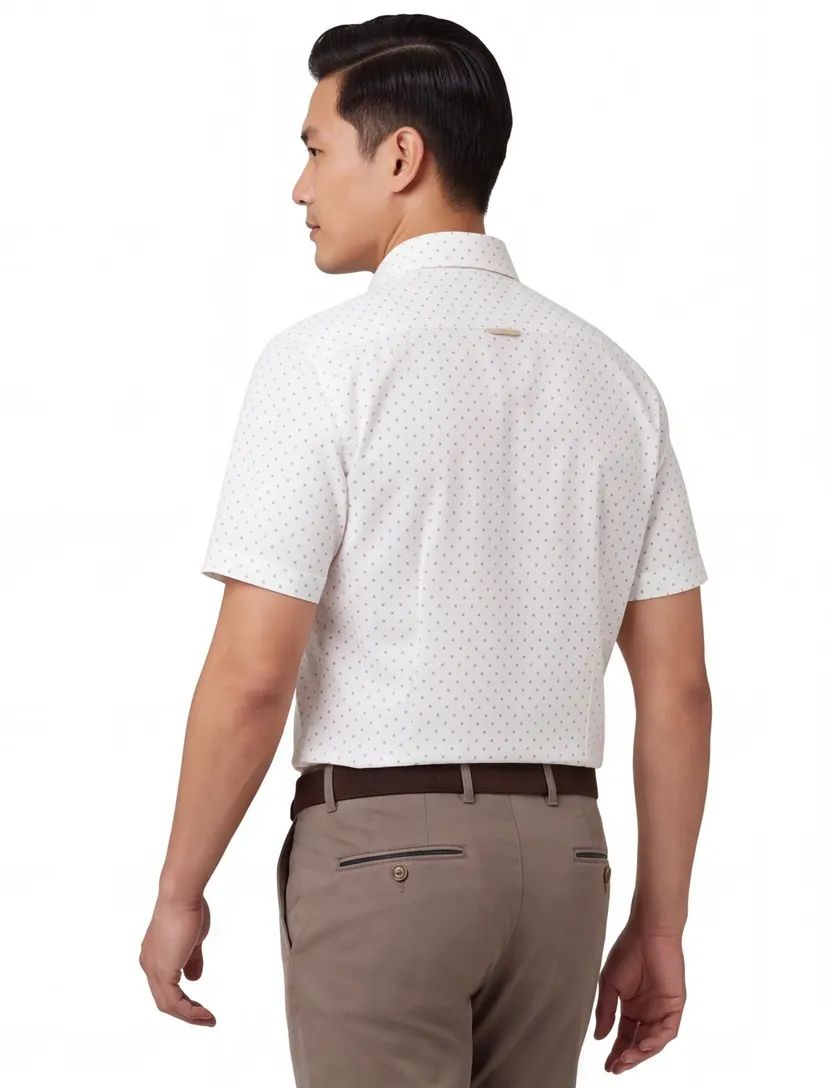 Ledub modern fit overhemd wit korte mouw