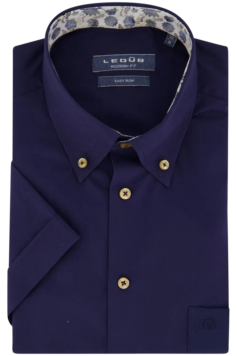 Ledub overhemd donkerblauw effen