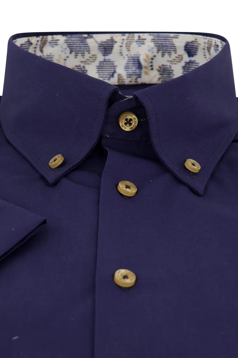 Ledub overhemd donkerblauw effen