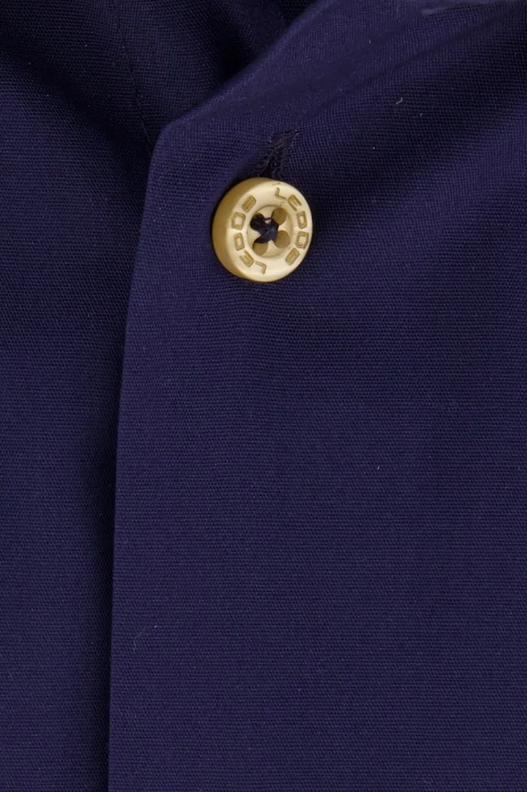 Ledub overhemd donkerblauw effen
