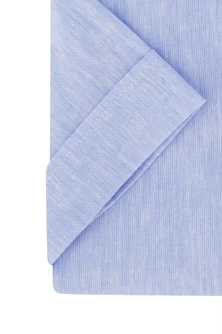Ledub korte mouw overhemd blauw borstzak