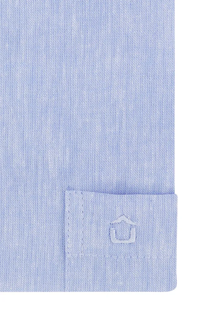 Ledub korte mouw overhemd blauw borstzak