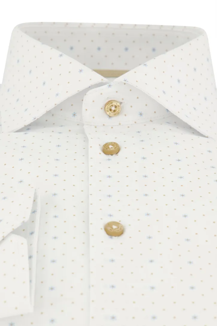 Ledub business overhemd modern fit wit geprint