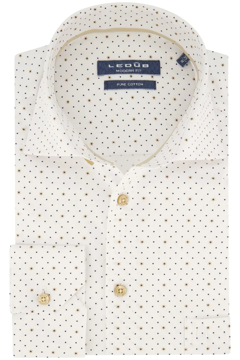 Ledub business overhemd Modern Fit New stippen & bloemen print