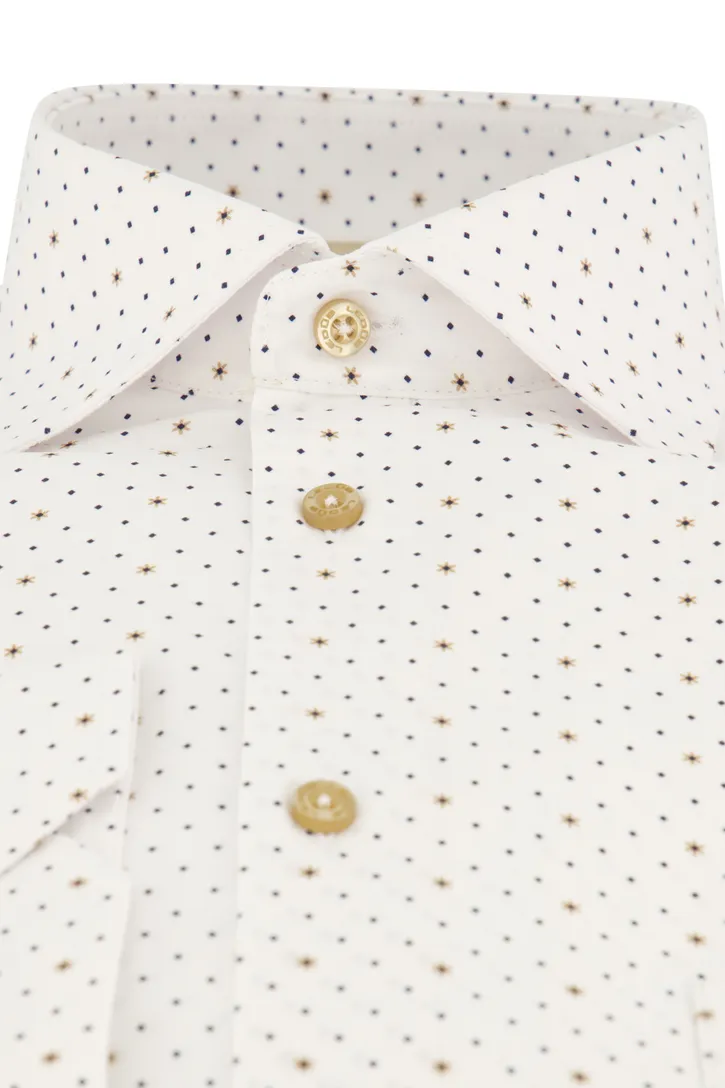 Ledub business overhemd Modern Fit New stippen & bloemen print