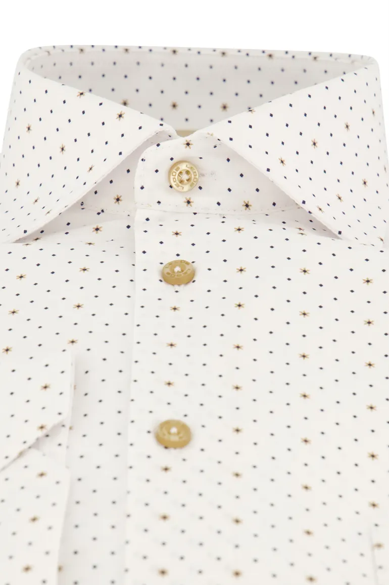 Ledub business overhemd Modern Fit New stippen & bloemen print