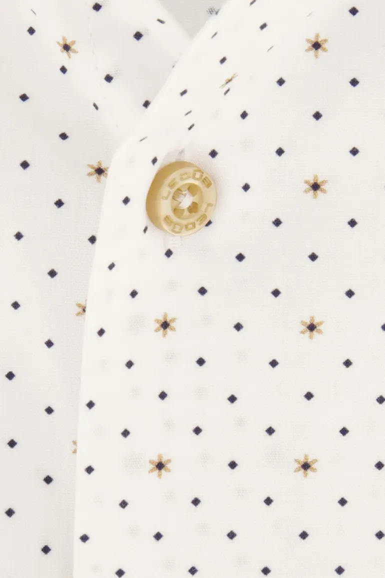 Ledub business overhemd Modern Fit New stippen & bloemen print