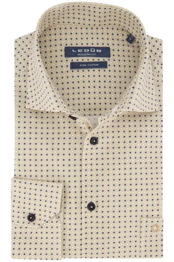 Ledub Ledub geprint overhemd beige normale fit
