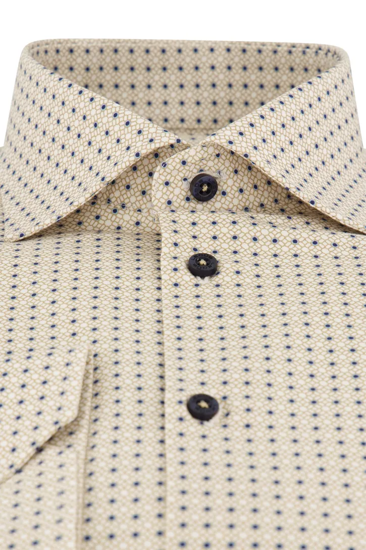 Ledub overhemd normale fit beige geprint