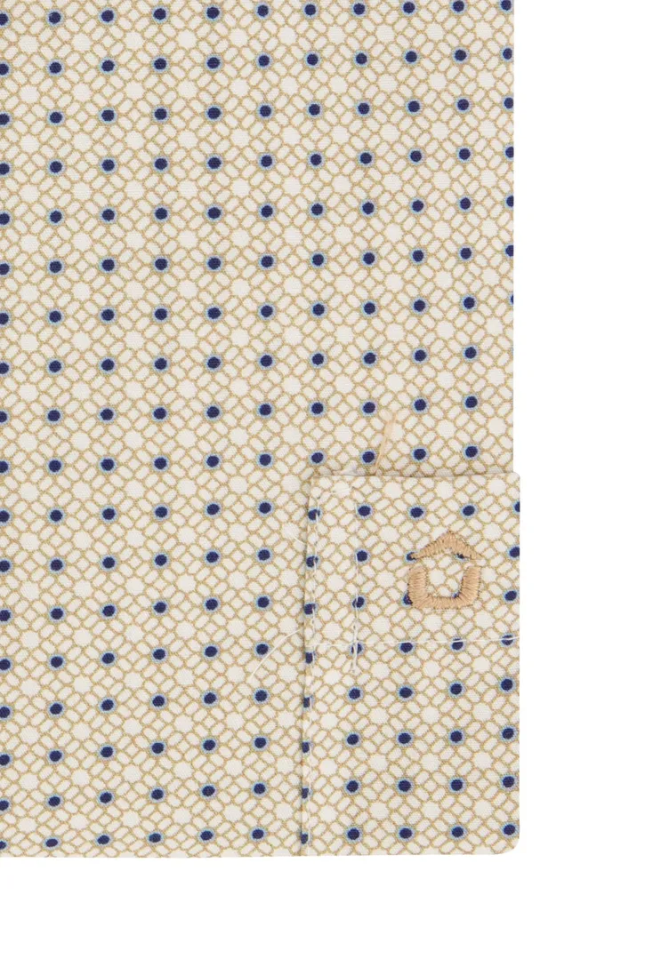 Ledub overhemd normale fit beige geprint