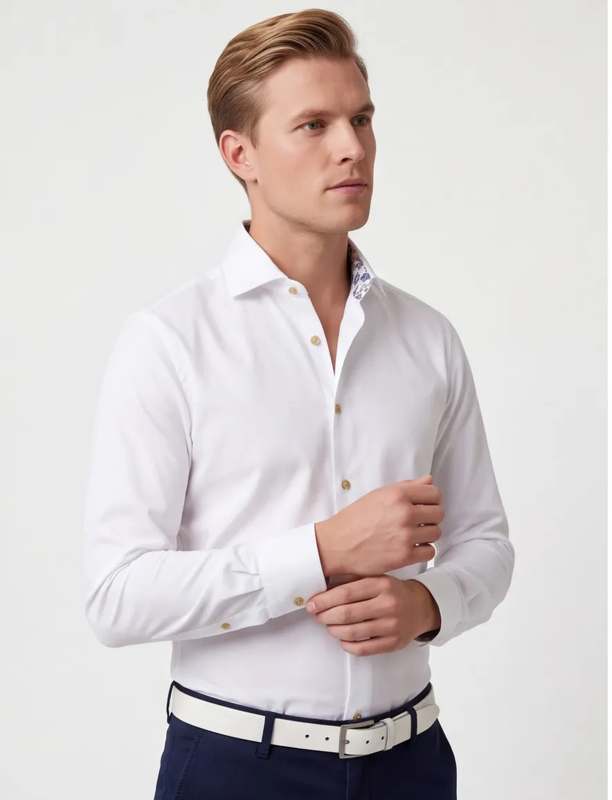 Ledub Modern Fit overhemd strijkvrij wit