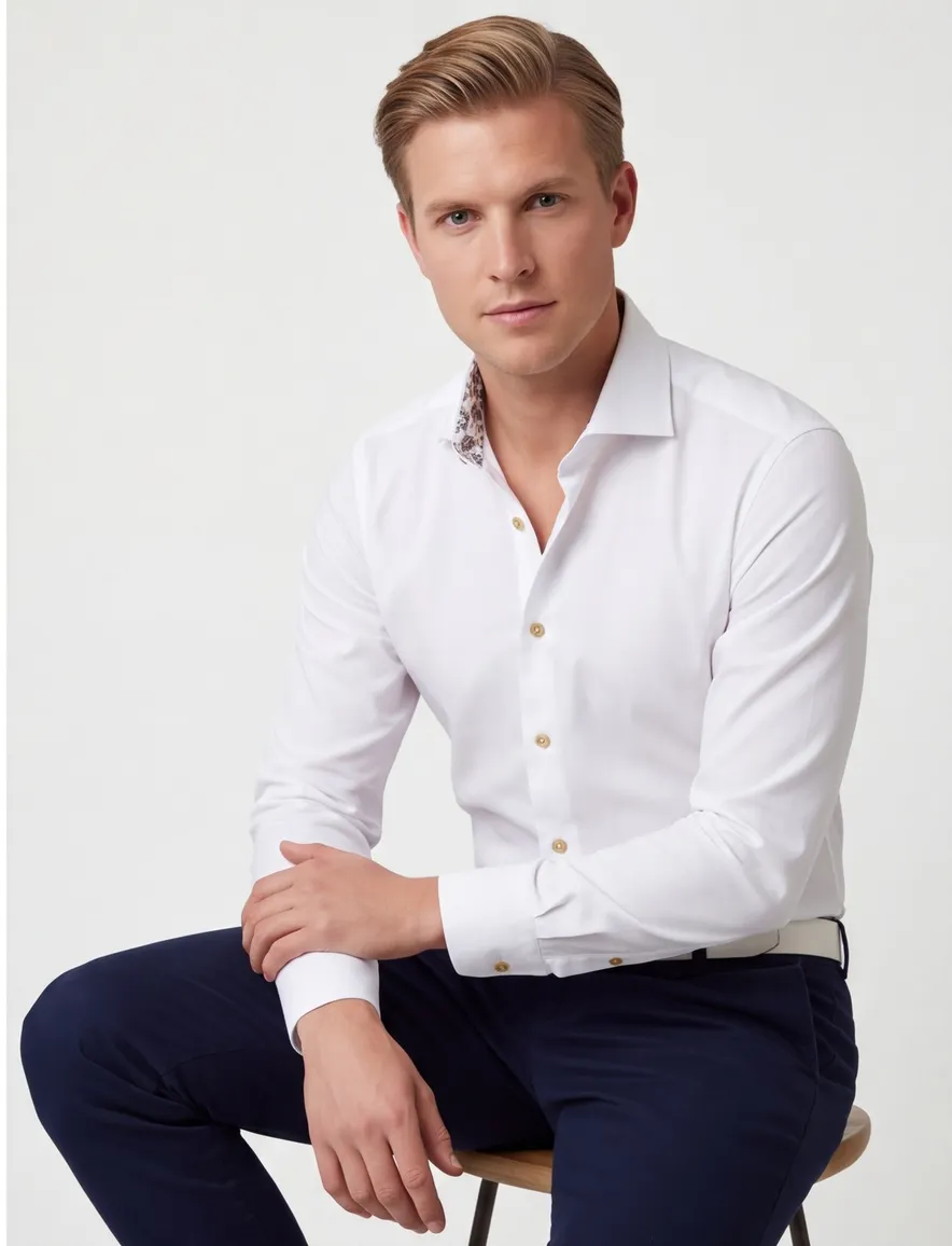 Ledub Modern Fit overhemd strijkvrij wit