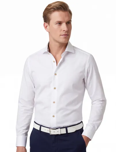 Ledub Ledub Modern Fit overhemd strijkvrij wit