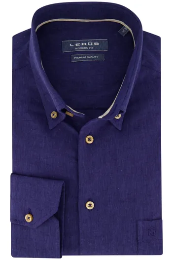 Ledub Ledub overhemd Modern Fit navy borstzak