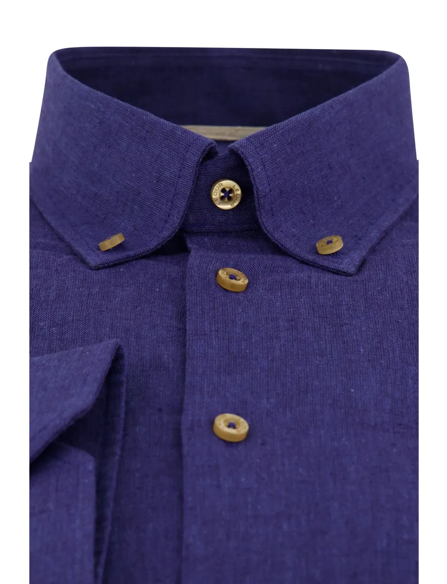 Ledub overhemd donkerblauw button-down