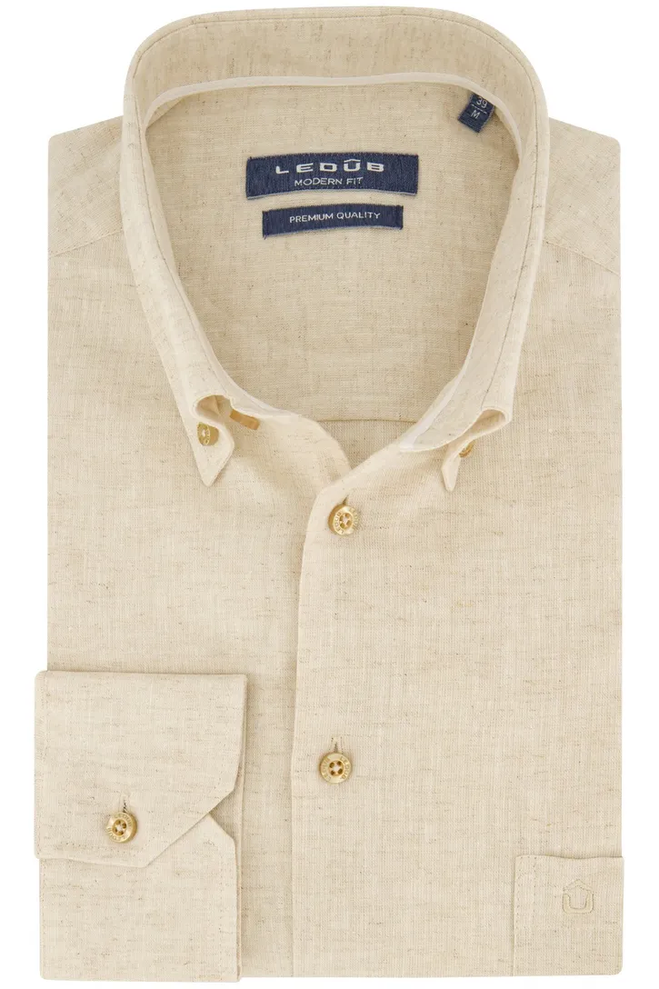 Ledub premium quality overhemd Modern Fit beige