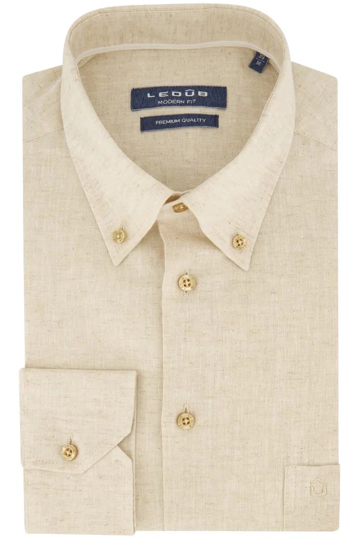 Ledub premium quality overhemd Modern Fit beige