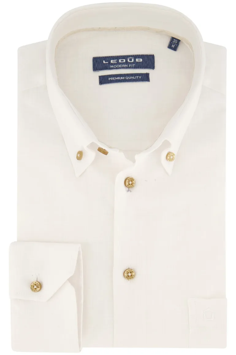 Ledub overhemd Modern Fit normale fit wit Premium Quality