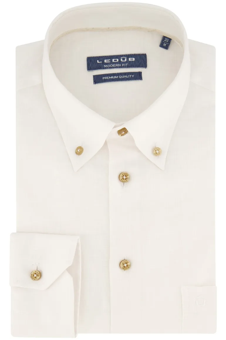 Ledub overhemd Modern Fit normale fit wit Premium Quality