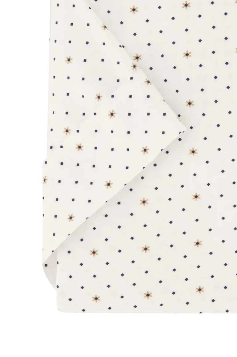 Ledub overhemd korte mouw wit geprint button down