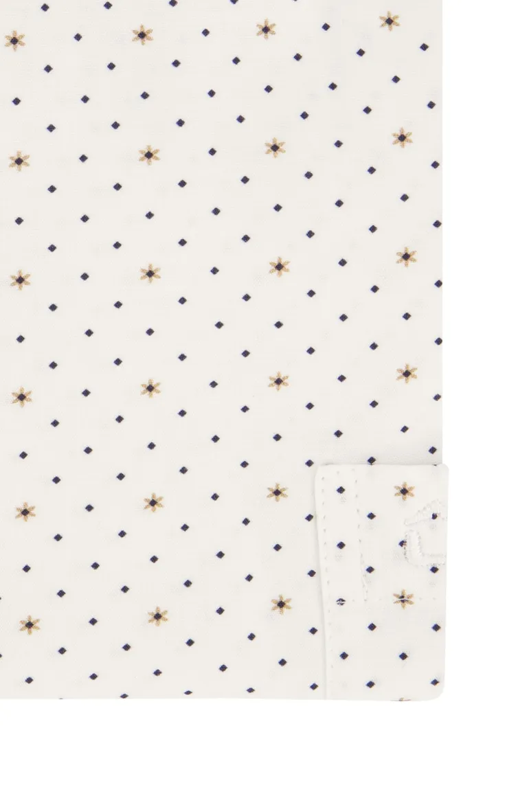 Ledub overhemd korte mouw wit geprint button down