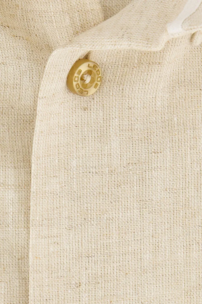 Ledub overhemd korte mouw beige button down