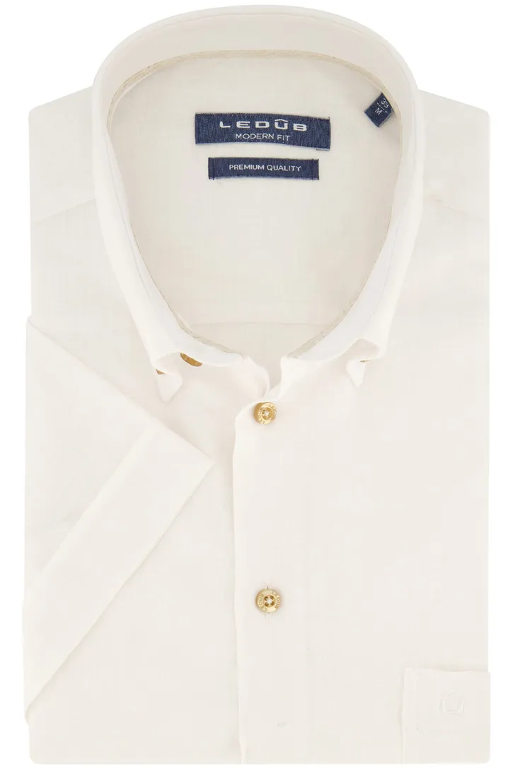 Ledub overhemd korte mouw Modern Fit New wit