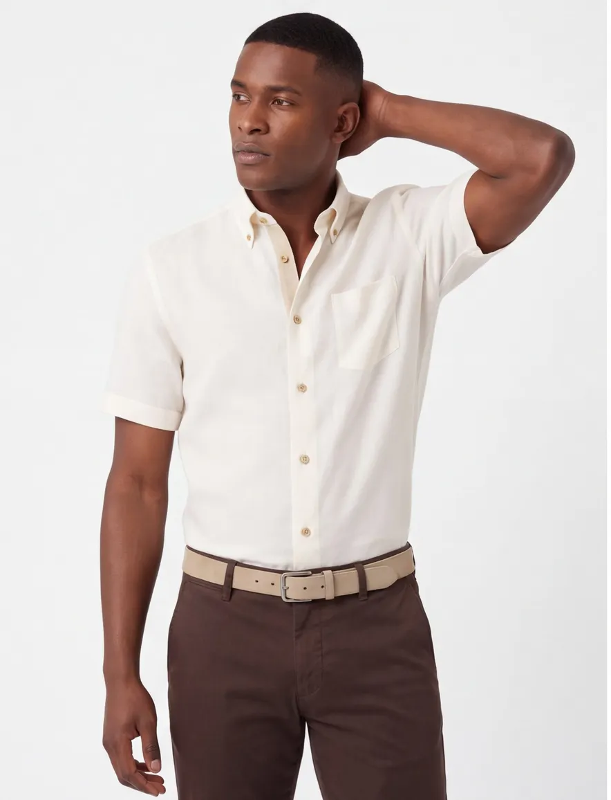 Ledub overhemd korte mouw Modern Fit New wit