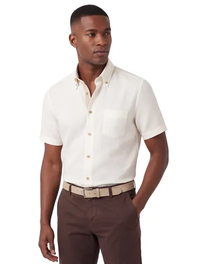 Ledub Ledub overhemd korte mouw Modern Fit New wit