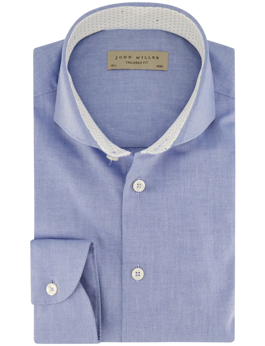 John Miller overhemd blauw effen