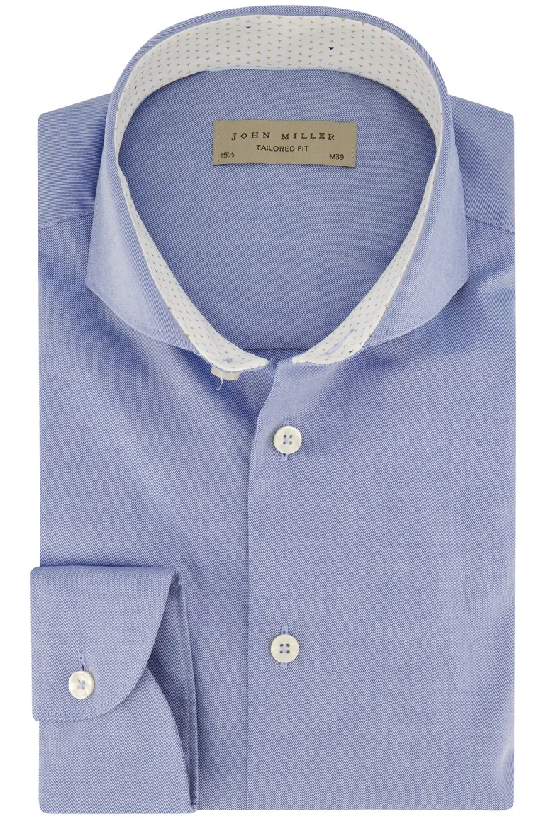 Overhemd Tailored Fit John Miller blauw katoen