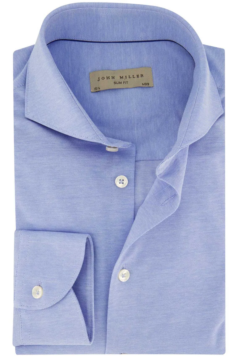 John Miller overhemd slim fit effen blauw katoen