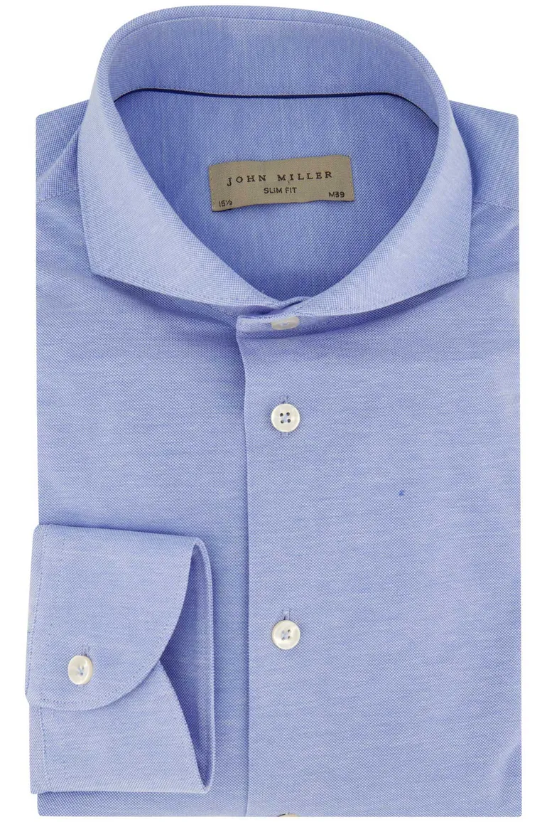 John Miller overhemd slim fit effen blauw katoen